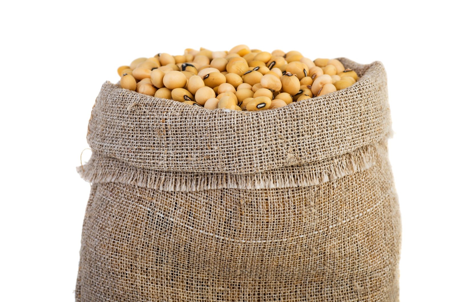 Jute sacks with soja beans